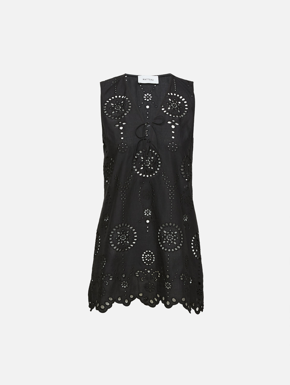 Broderie Tie Dress,MATTEAU,BLACK,Image 1