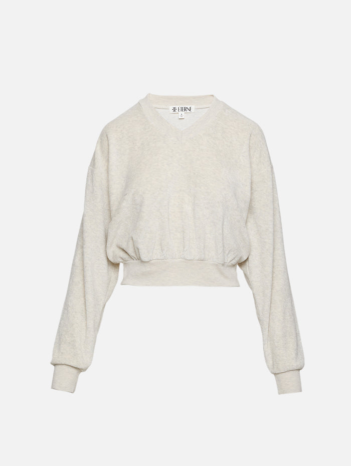 Cropped Sweatshirt,ÉTERNE,LIGHT HEATHER GREY,Image 1