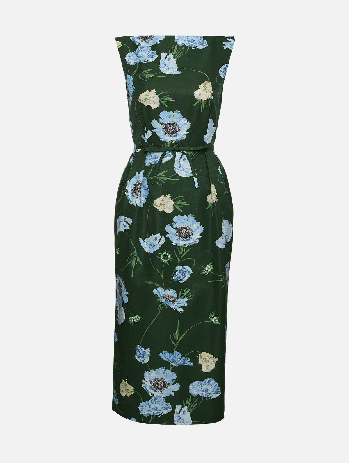 Floral Midi Dress,ERDEM,DARK GREEN/BLU,Image 1