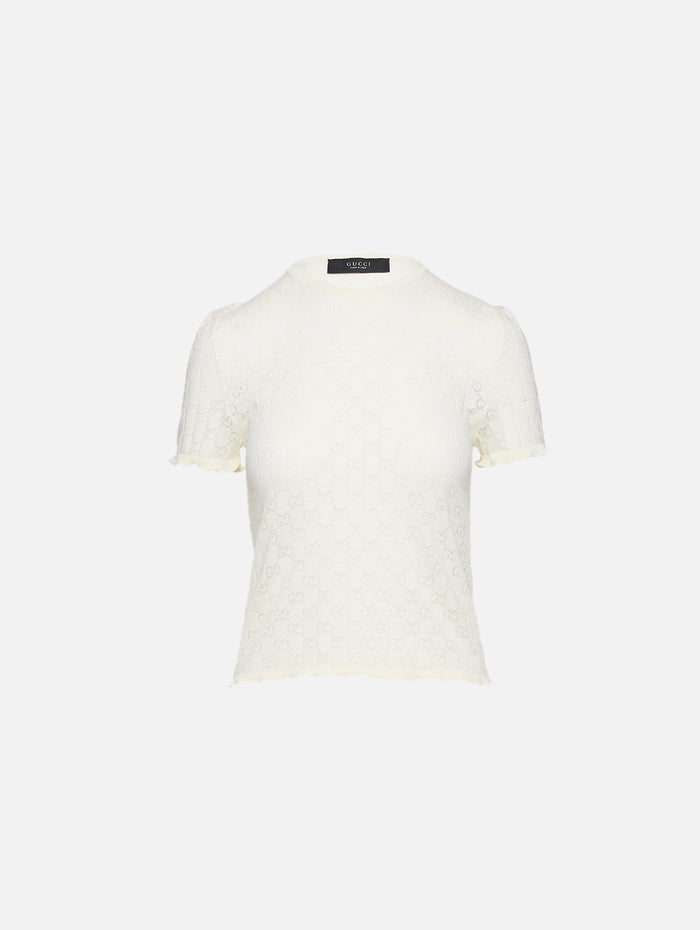 Logo Knit Top,GUCCI,OFF WHITE,Image 1
