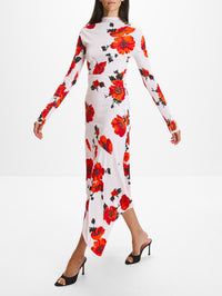 Floral Skirt,ALAIA,ROSE PALE RED,Image 3