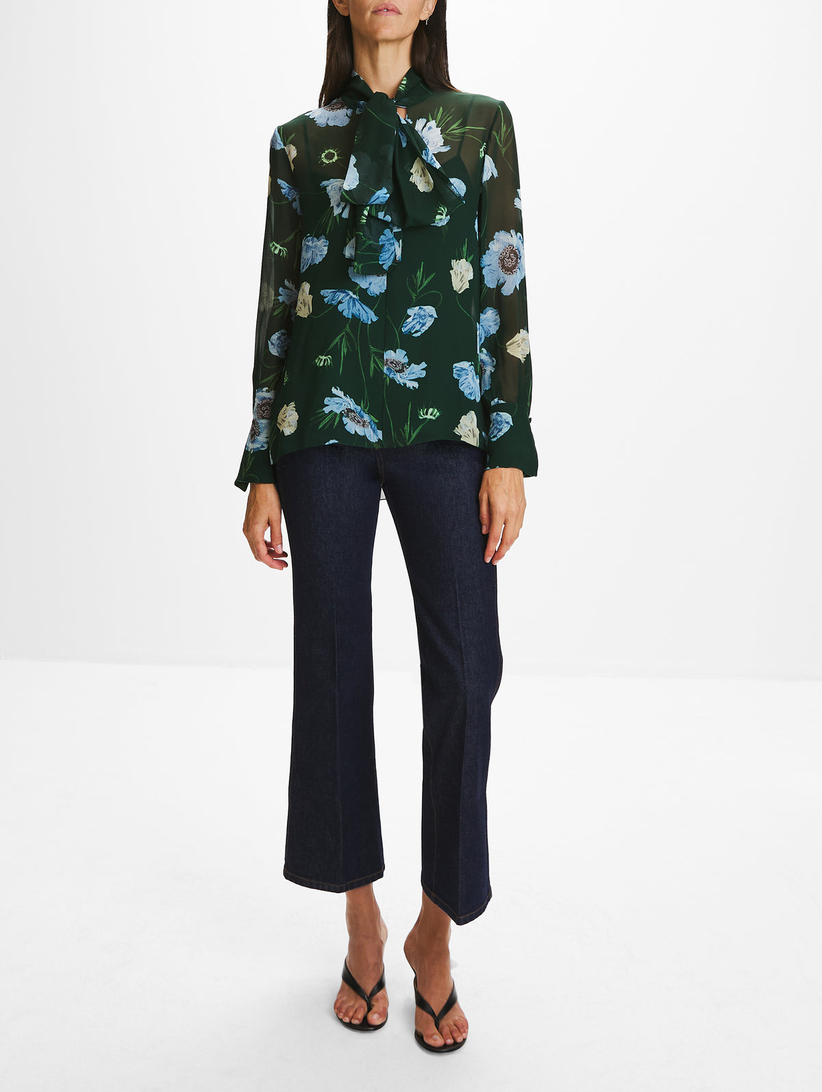 Floral Shirt,ERDEM,DARK GREEN/BLU,Image 2