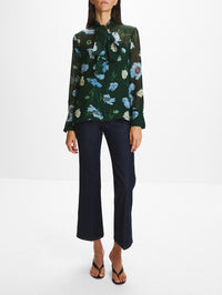 Floral Shirt,ERDEM,DARK GREEN/BLU,Image 2