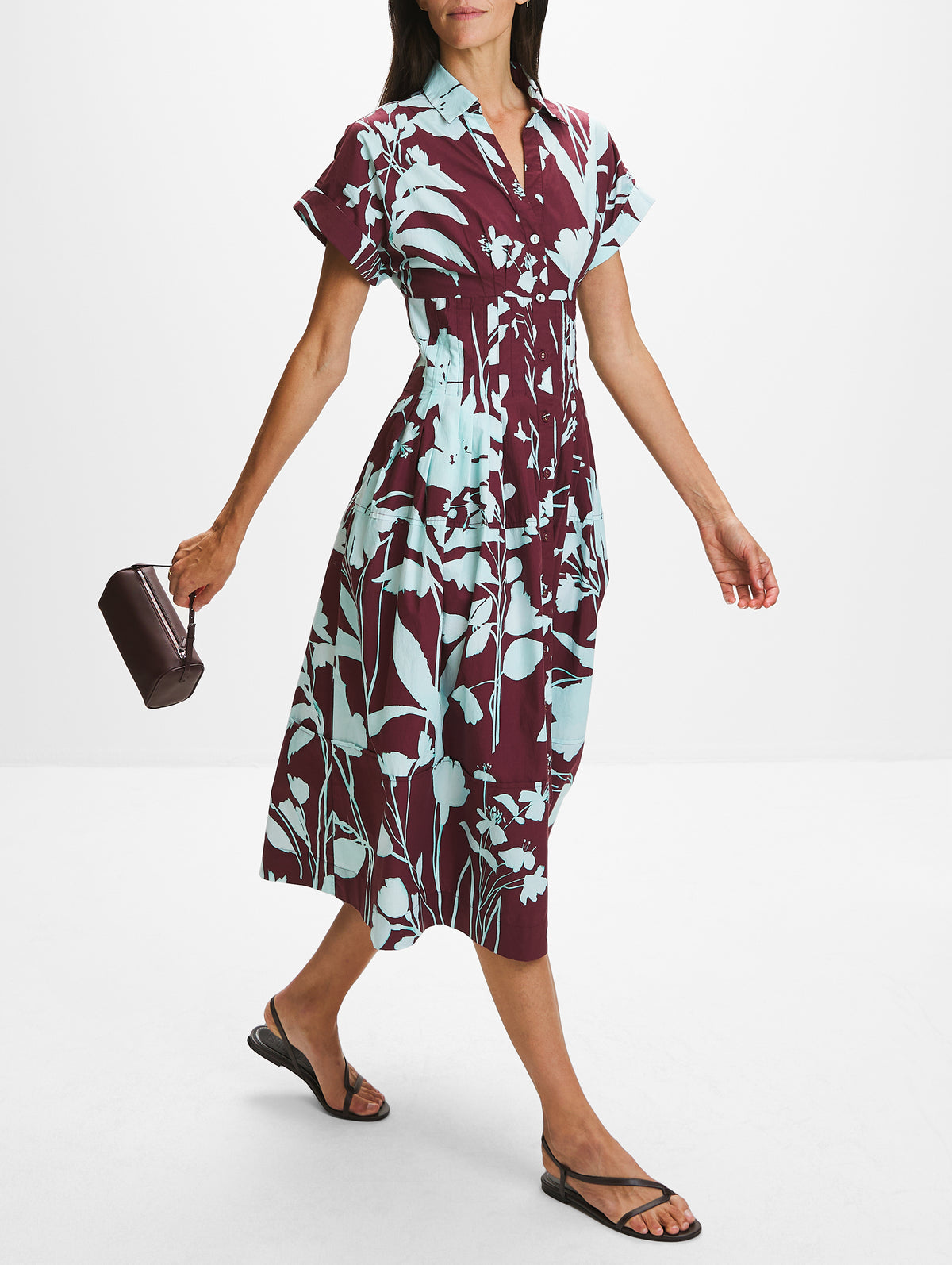 Nash Midi Dress,CARA CARA,BOTANIC MAROON,Image 3