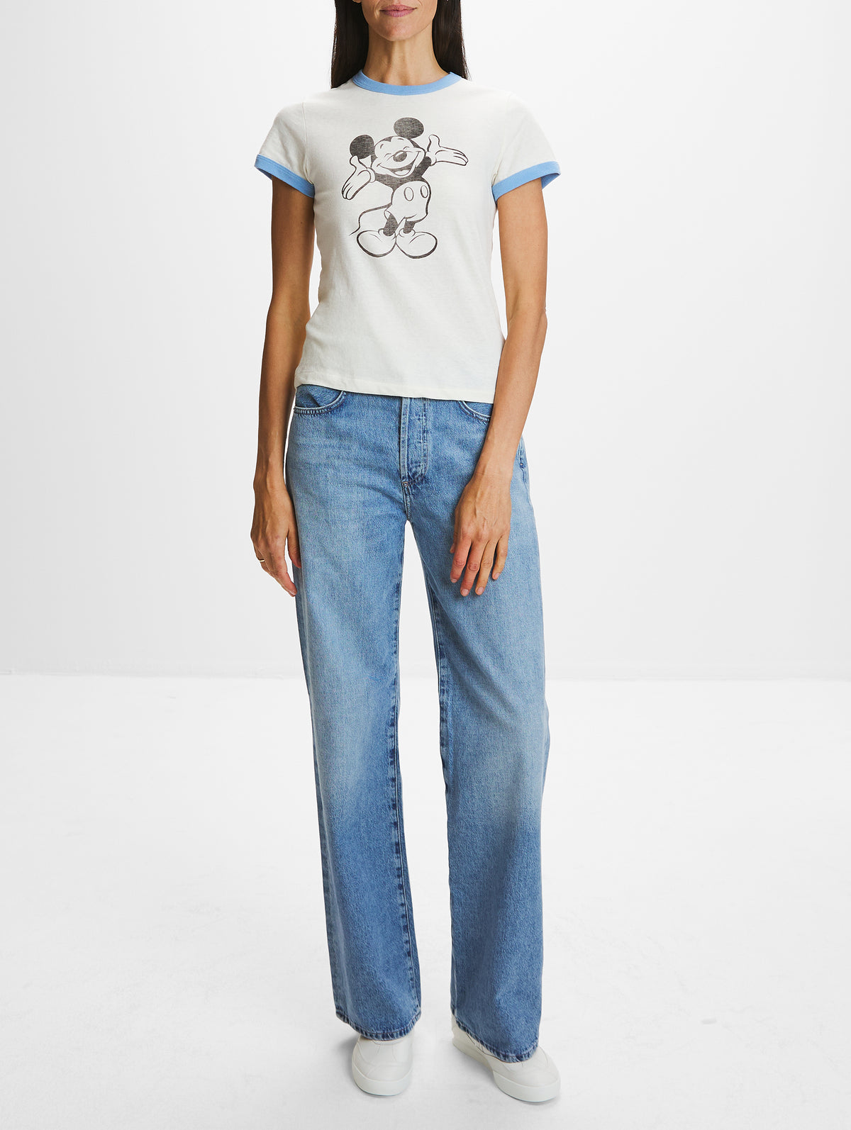 60S Slim Ringer Tee,RE/DONE,VINTAGE WHITE WITH SEASIDE,Image 2