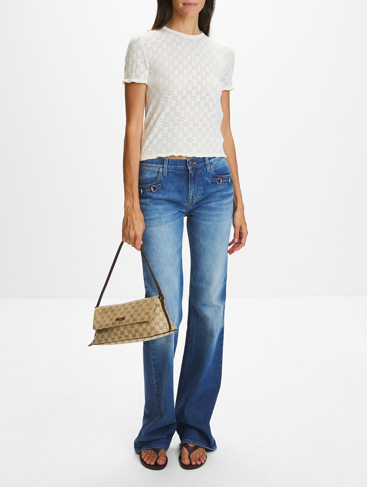 Logo Knit Top,GUCCI,OFF WHITE,Image 2