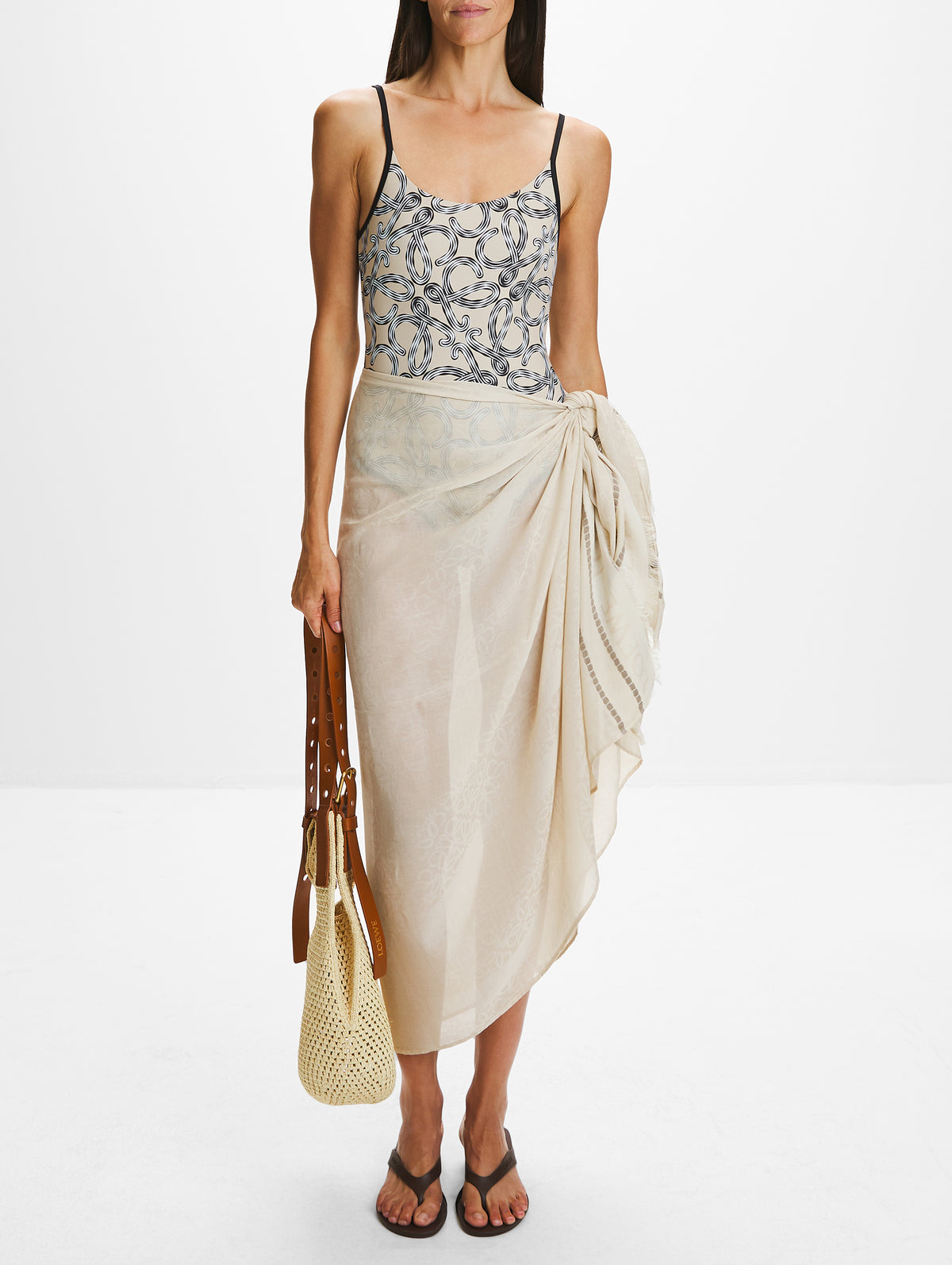 Pareo Scarf,LOEWE,LIGHT BEIGE,Image 3
