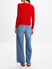 V-Neck Sweater,MIU MIU,RED,Image 3