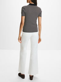 Gemmatta Stripe Polo Top,NILI LOTAN,DARK NAVY/BROWN,Image 3