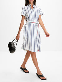 Striped Poplin Shirtdress,THOM BROWNE,MEDIUM GREY,Image 3