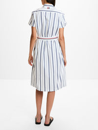 Striped Poplin Shirtdress,THOM BROWNE,MEDIUM GREY,Image 4