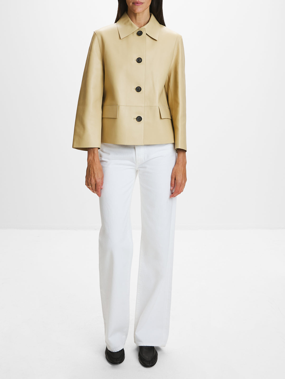 Bonded Leather Jacket,TOTÉME,CHAI,Image 2