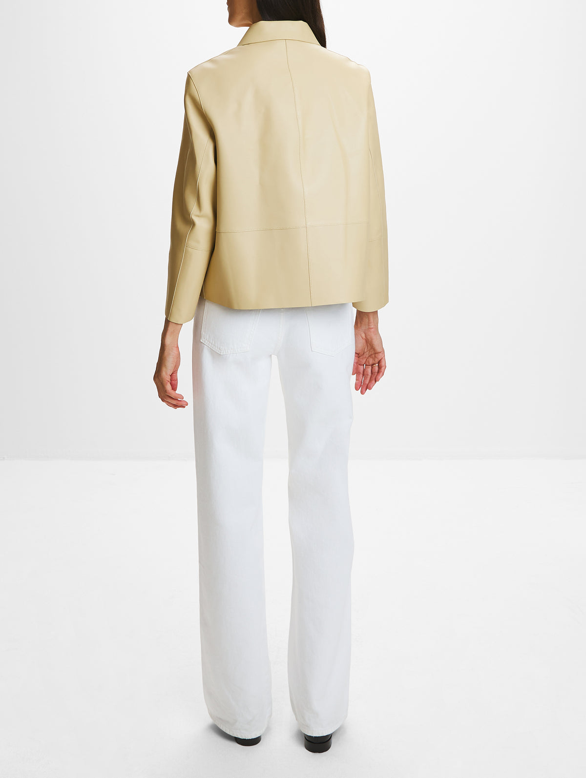 Bonded Leather Jacket,TOTÉME,CHAI,Image 3