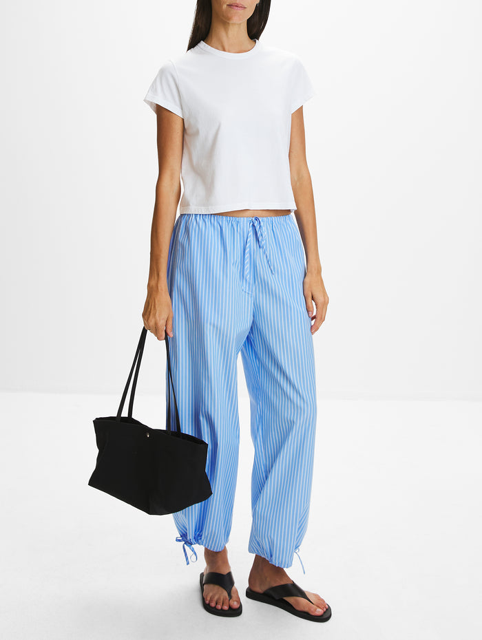 Striped Drawstring Trouser,TOTÉME,BLUE/WHITE,Image 1