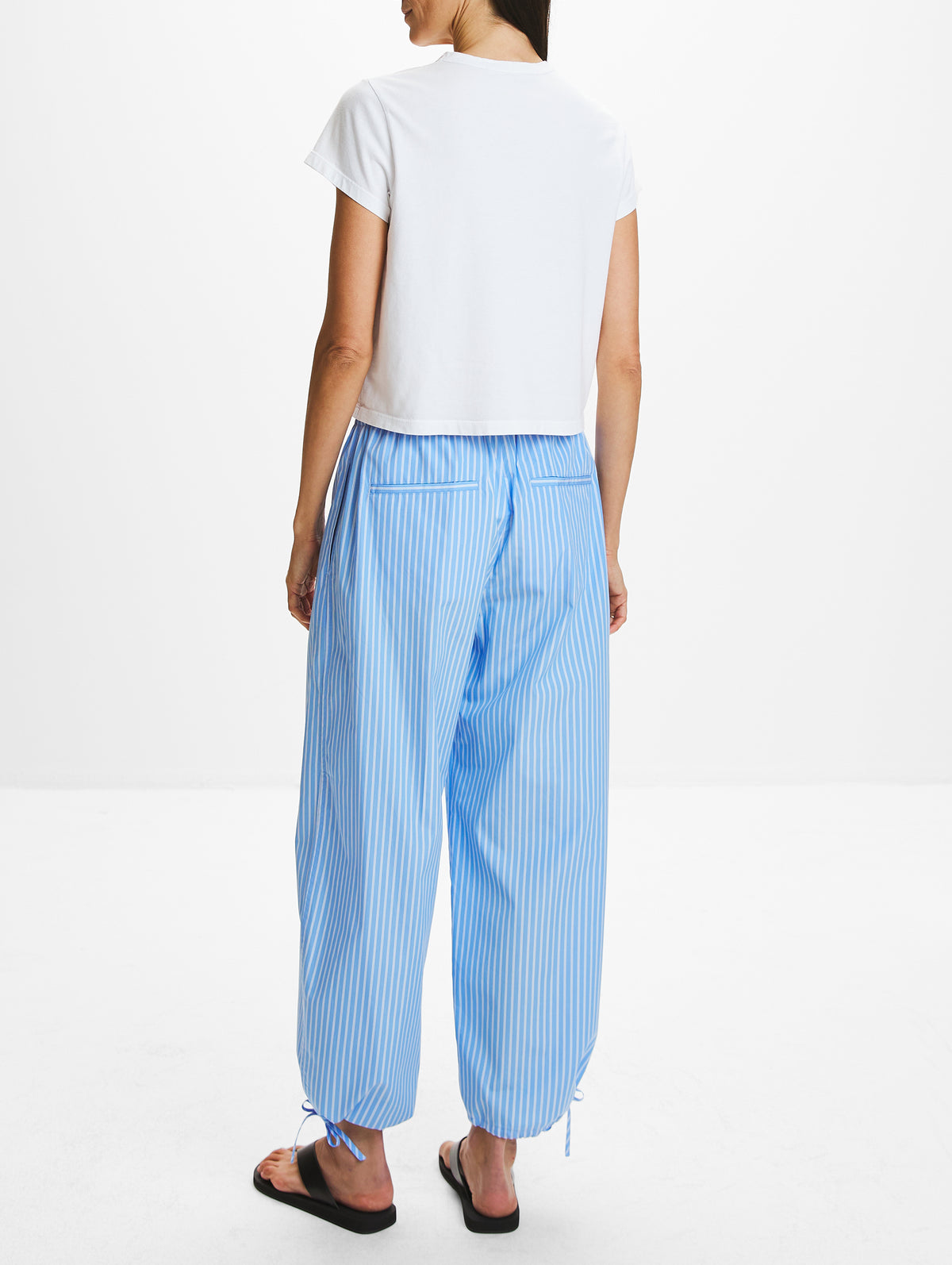 Striped Drawstring Trouser,TOTÉME,BLUE/WHITE,Image 3