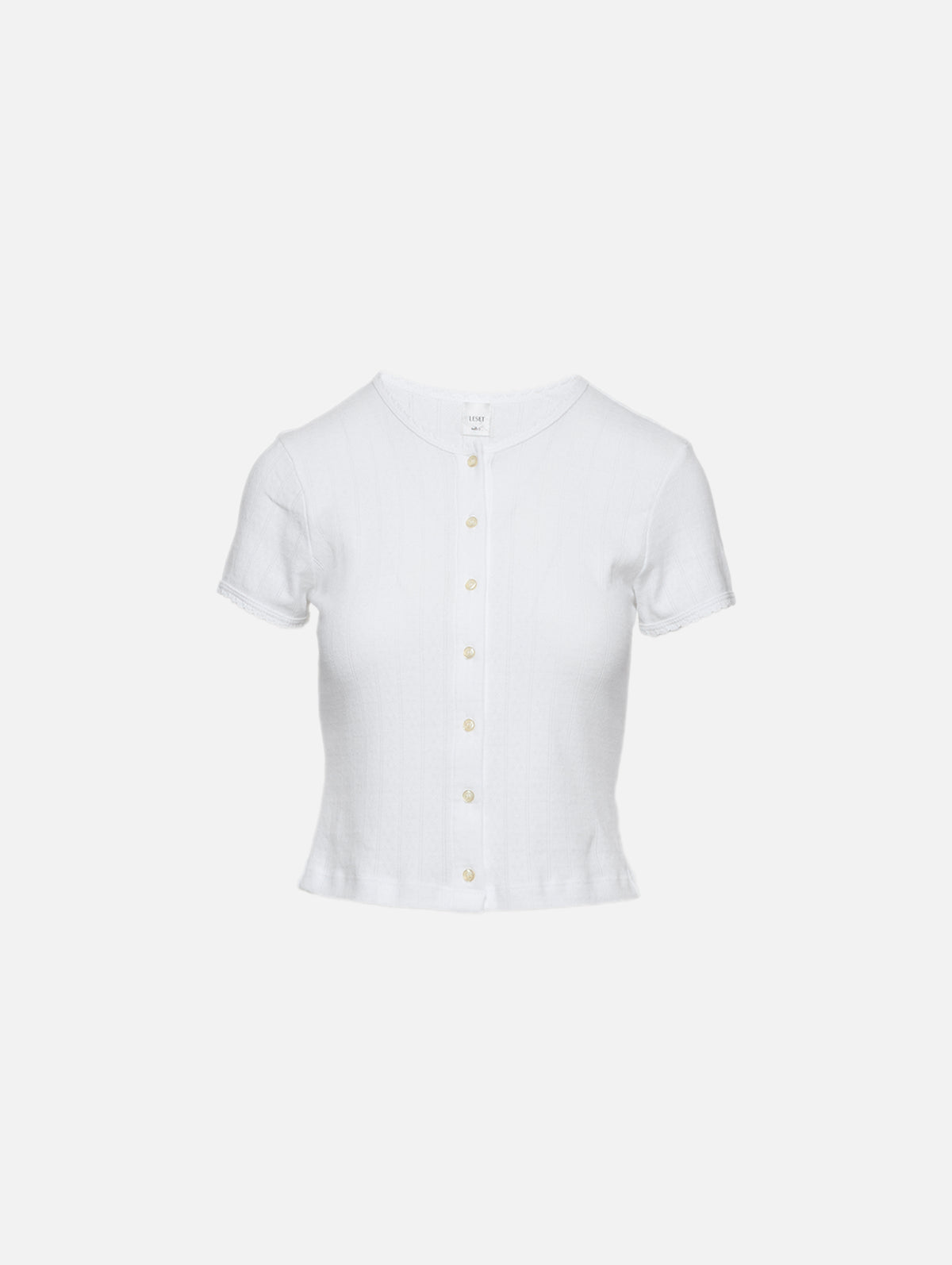 Pointelle Cardigan,LESET,WHITE,Image 1