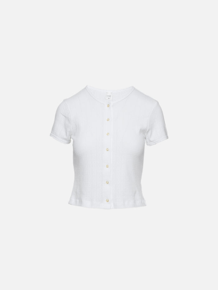 Pointelle Cardigan,LESET,WHITE,Image 1