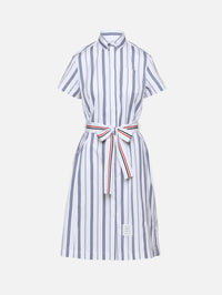 Striped Poplin Shirtdress,THOM BROWNE,MEDIUM GREY,Image 1