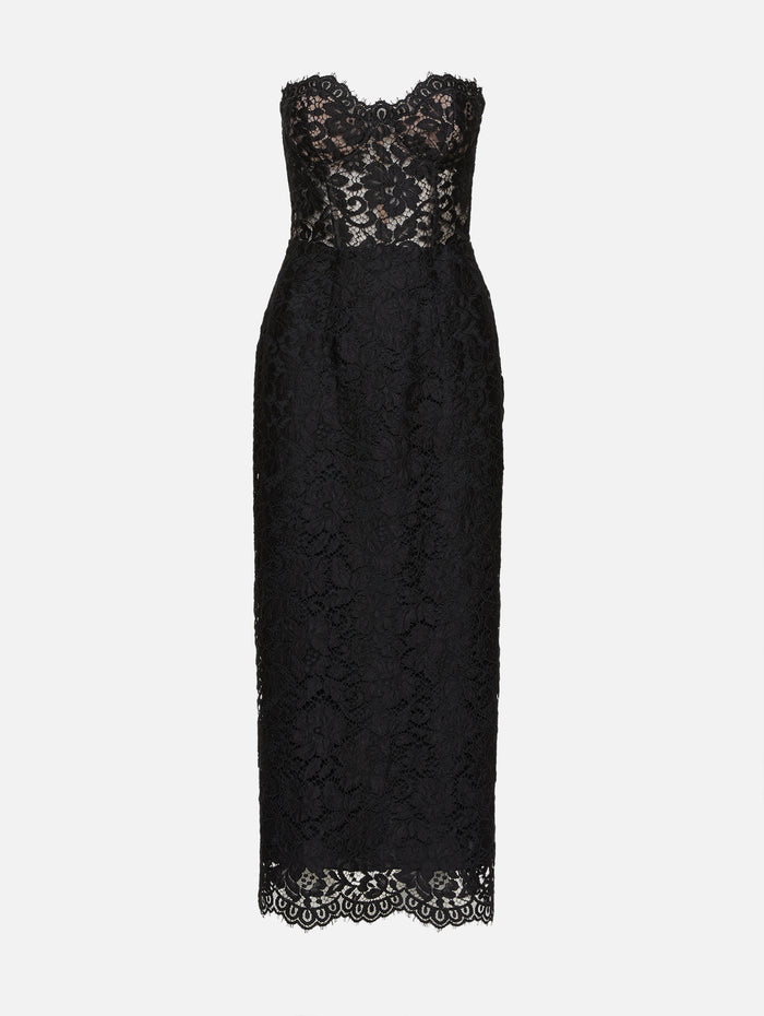Strapless Midi Cocktail Dress,MONIQUE LHUILLIER,NOIR,Image 1