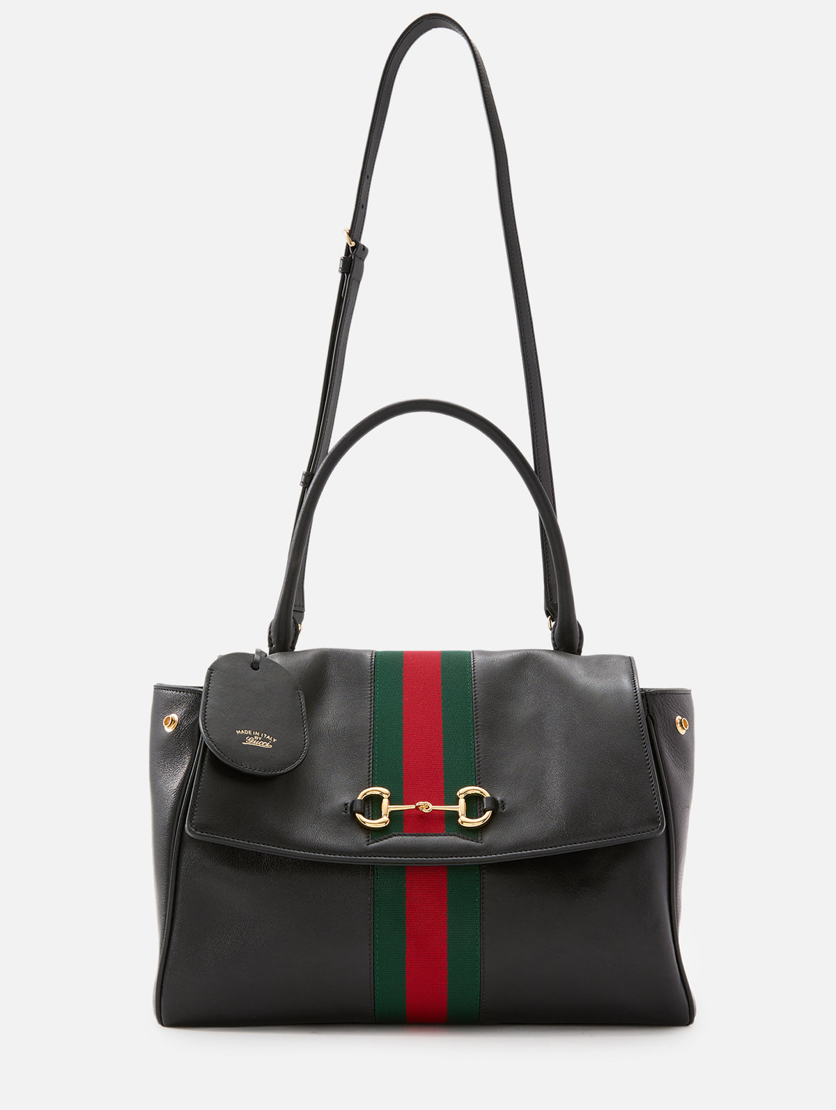 Horsebit Web Shoulder Bag,GUCCI,BLACK,Image 3