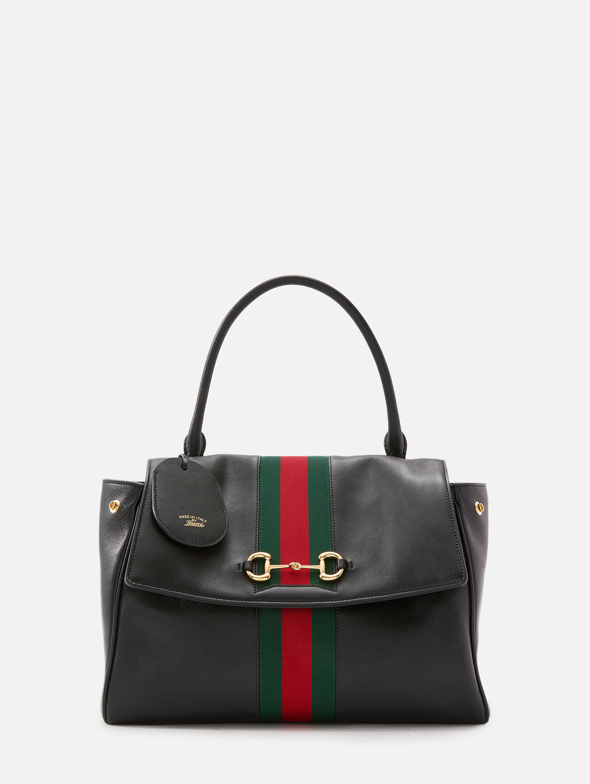 Horsebit Web Shoulder Bag,GUCCI,BLACK,Image 1