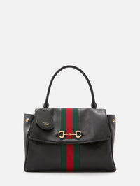 Horsebit Web Shoulder Bag,GUCCI,BLACK,Image 1
