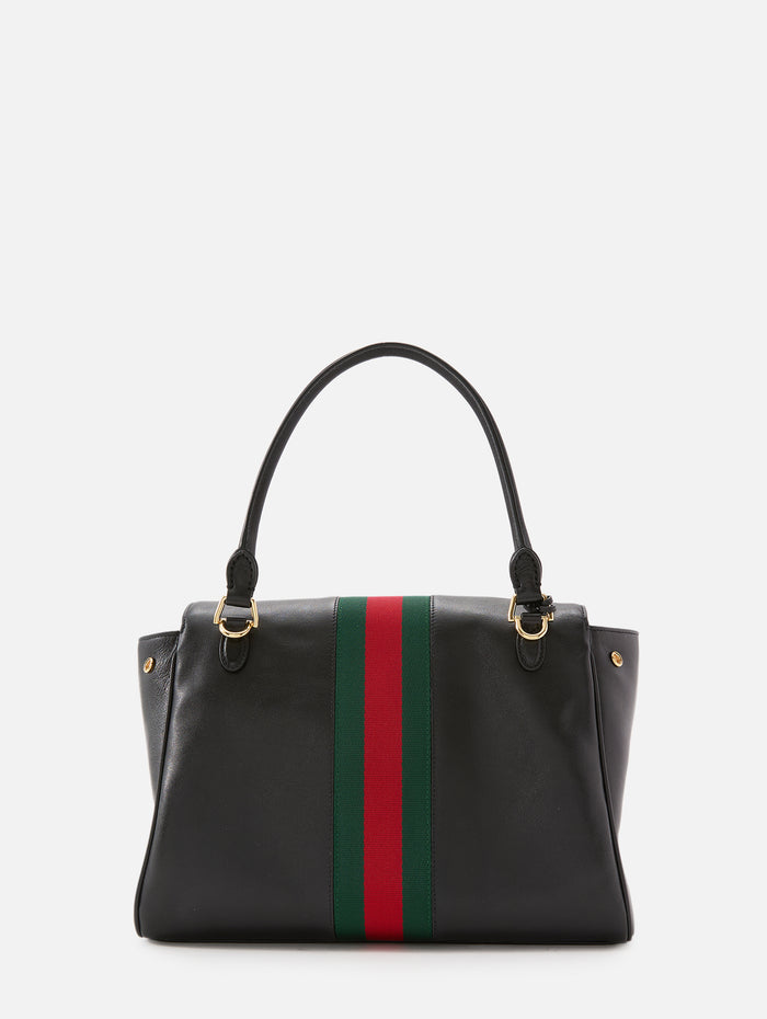 Horsebit Web Shoulder Bag,GUCCI,BLACK,Image 1