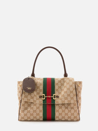 Horsebit Web Shoulder Bag,GUCCI,VINTAGE SAND,Image 1