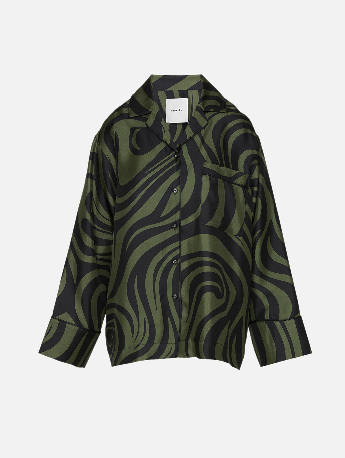 Tinsley Blouse,NANUSHKA,MIDNIGHT GREEN,Image 1