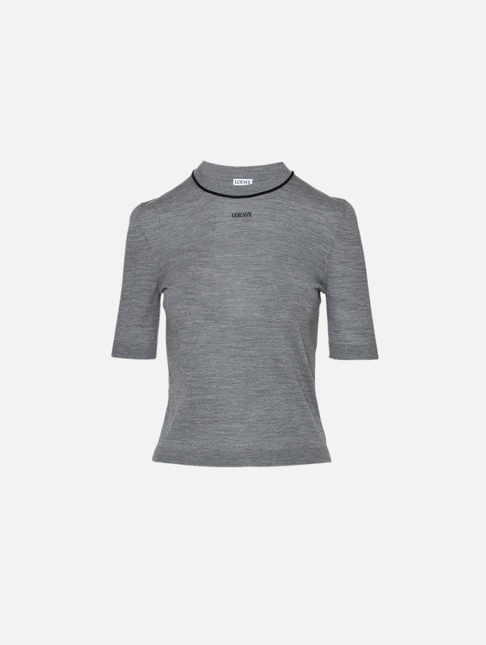 Short Sleeve Sweater,LOEWE,GREY NAVY,Image 1