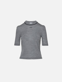 Short Sleeve Sweater,LOEWE,GREY NAVY,Image 2