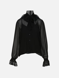 Silk Georgette Blouse,GUCCI,BLACK,Image 1