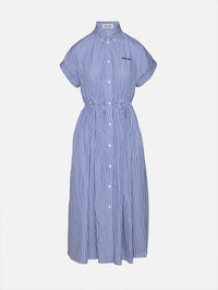 Midi Button Up Dress,MIU MIU,BIANCO COBALTO,Image 1