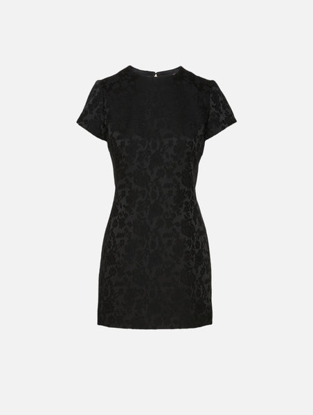 black dress saint laurent mini Silk floral-jacquard color:black:#0e0e0e 52 center front length para dress Flower Girl Dress Toddler