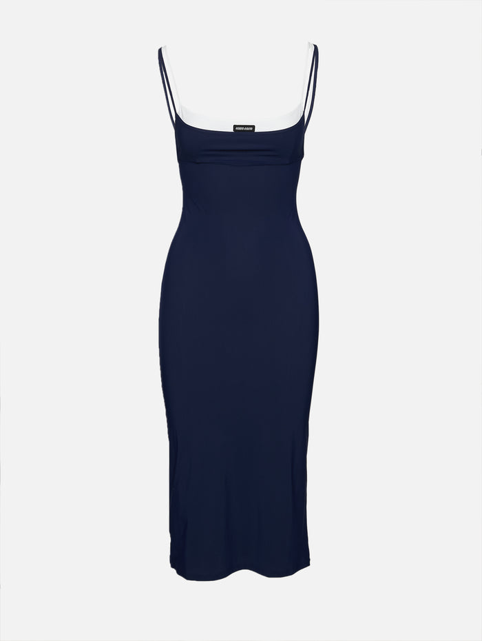 Midi Dress,MIU MIU,BLEU,Image 1