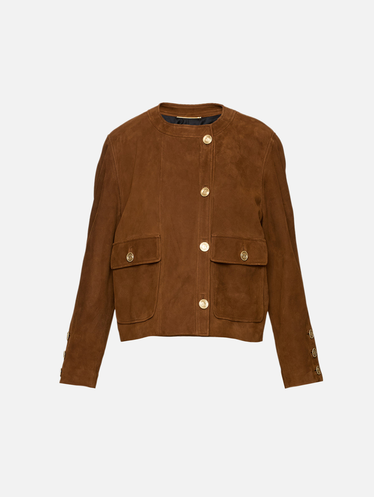 Round Neck Jacket,SAINT LAURENT,RHUM AMBRE,Image 2