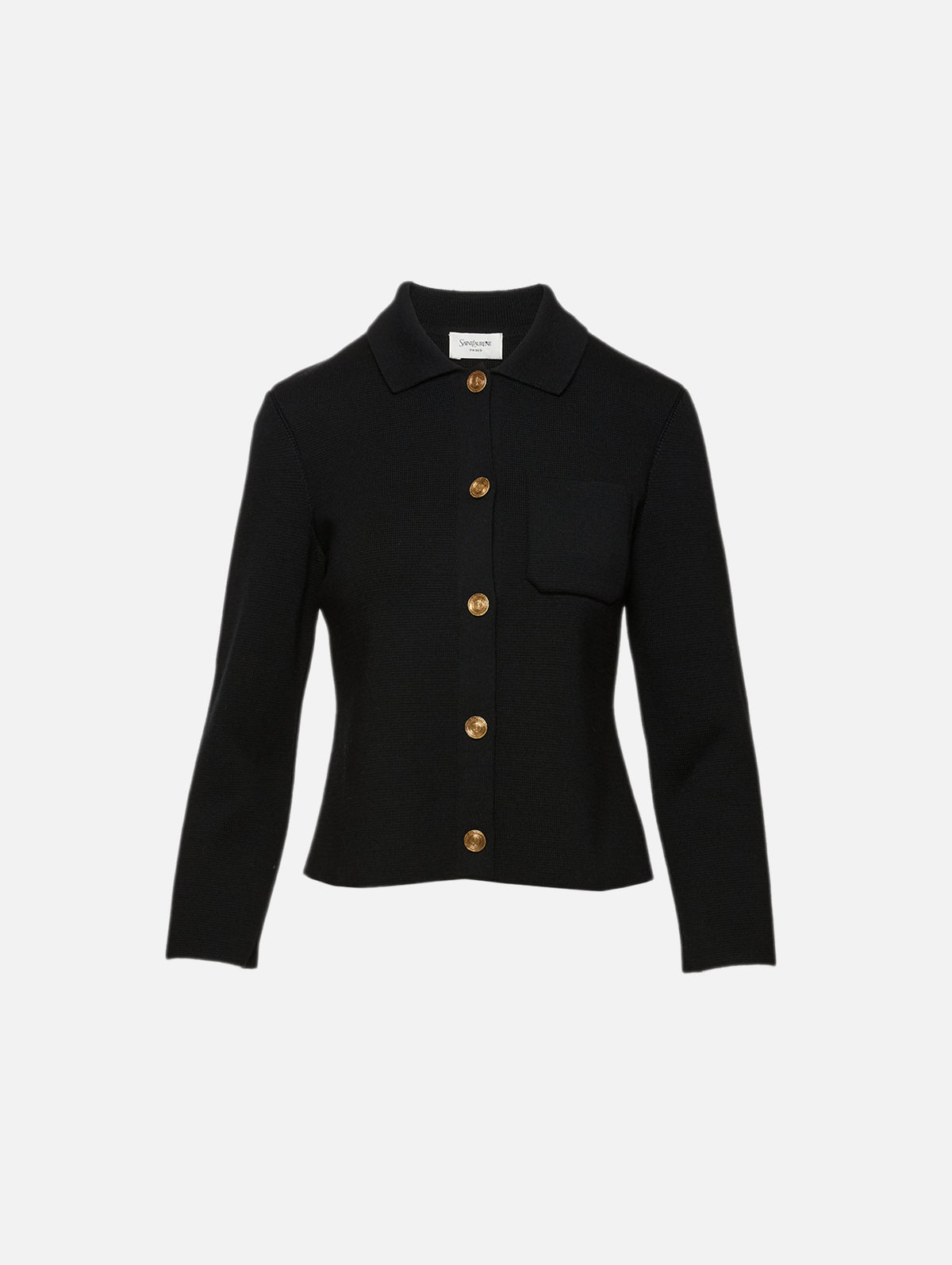 Knit Button Up Cardigan,SAINT LAURENT,NOIR,Image 2