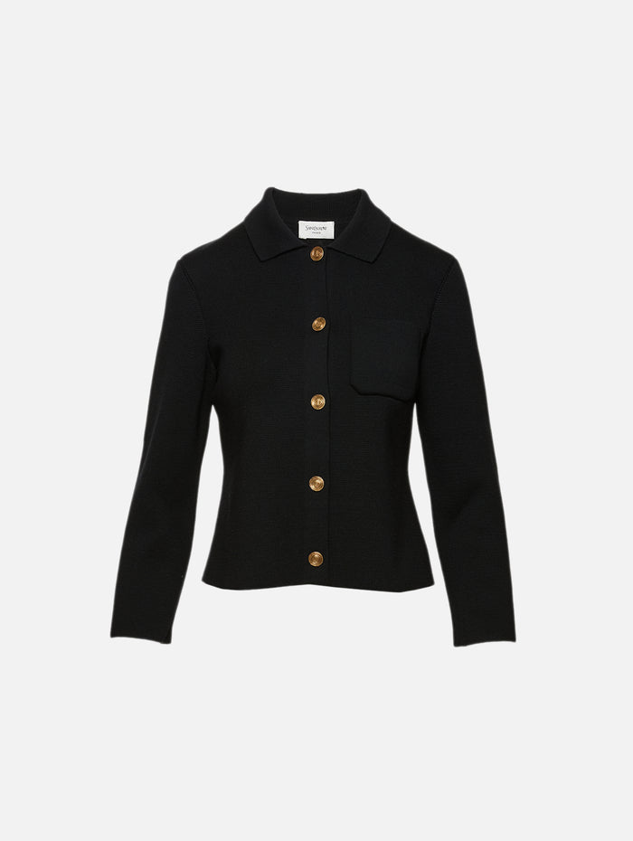 Knit Button Up Cardigan,SAINT LAURENT,NOIR,Image 1