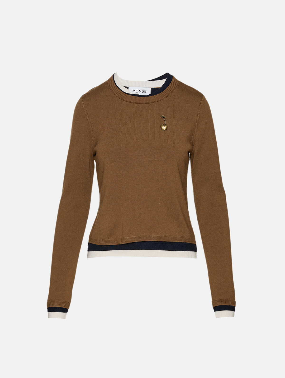 Triple Layer Sweater,MONSE,BROWN/MID/IVORY,Image 2