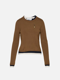Triple Layer Sweater,MONSE,BROWN/MID/IVORY,Image 2