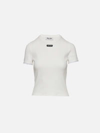 Pointelle T Shirt,MIU MIU,BIANCO,Image 1