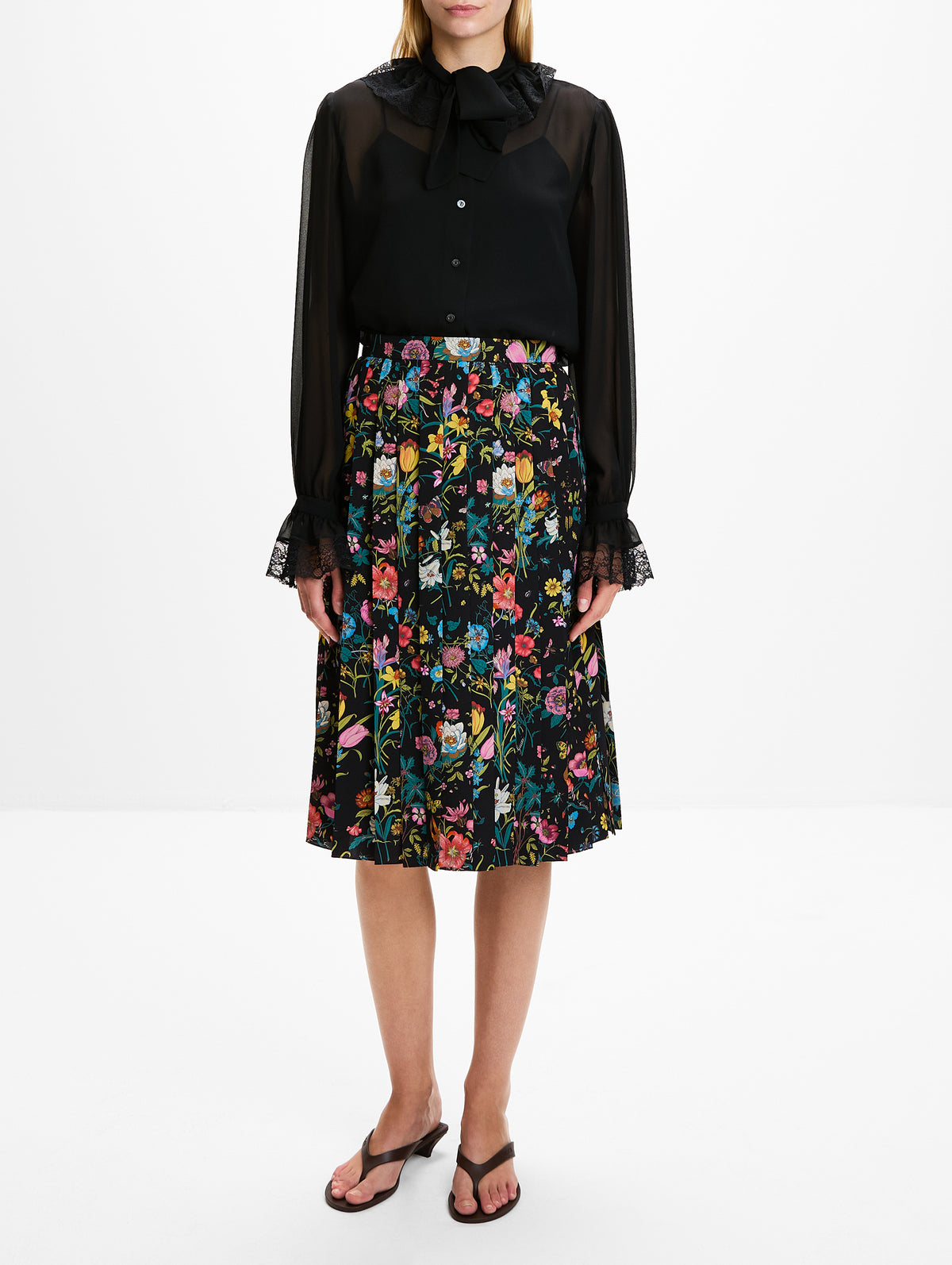 Silk Georgette Blouse,GUCCI,BLACK,Image 2