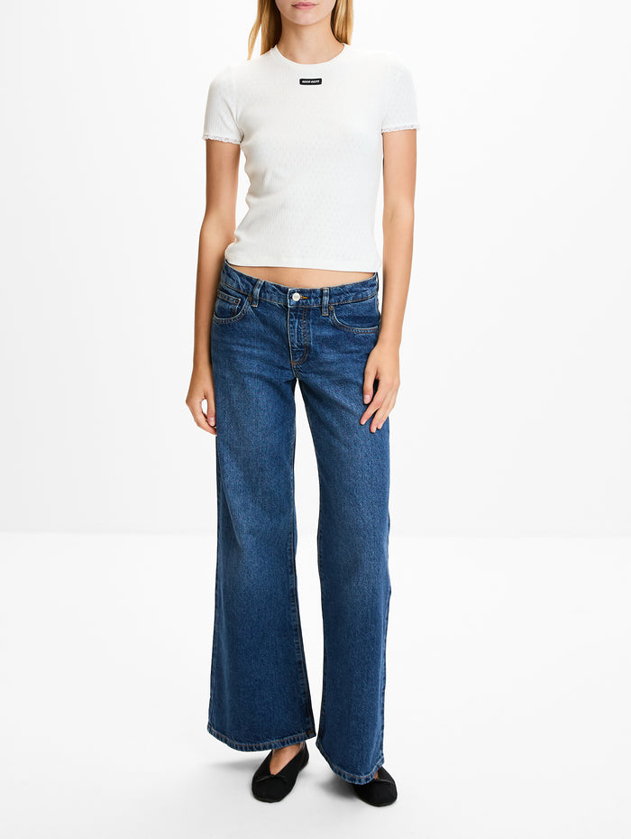 Pointelle T Shirt,MIU MIU,BIANCO,Image 1