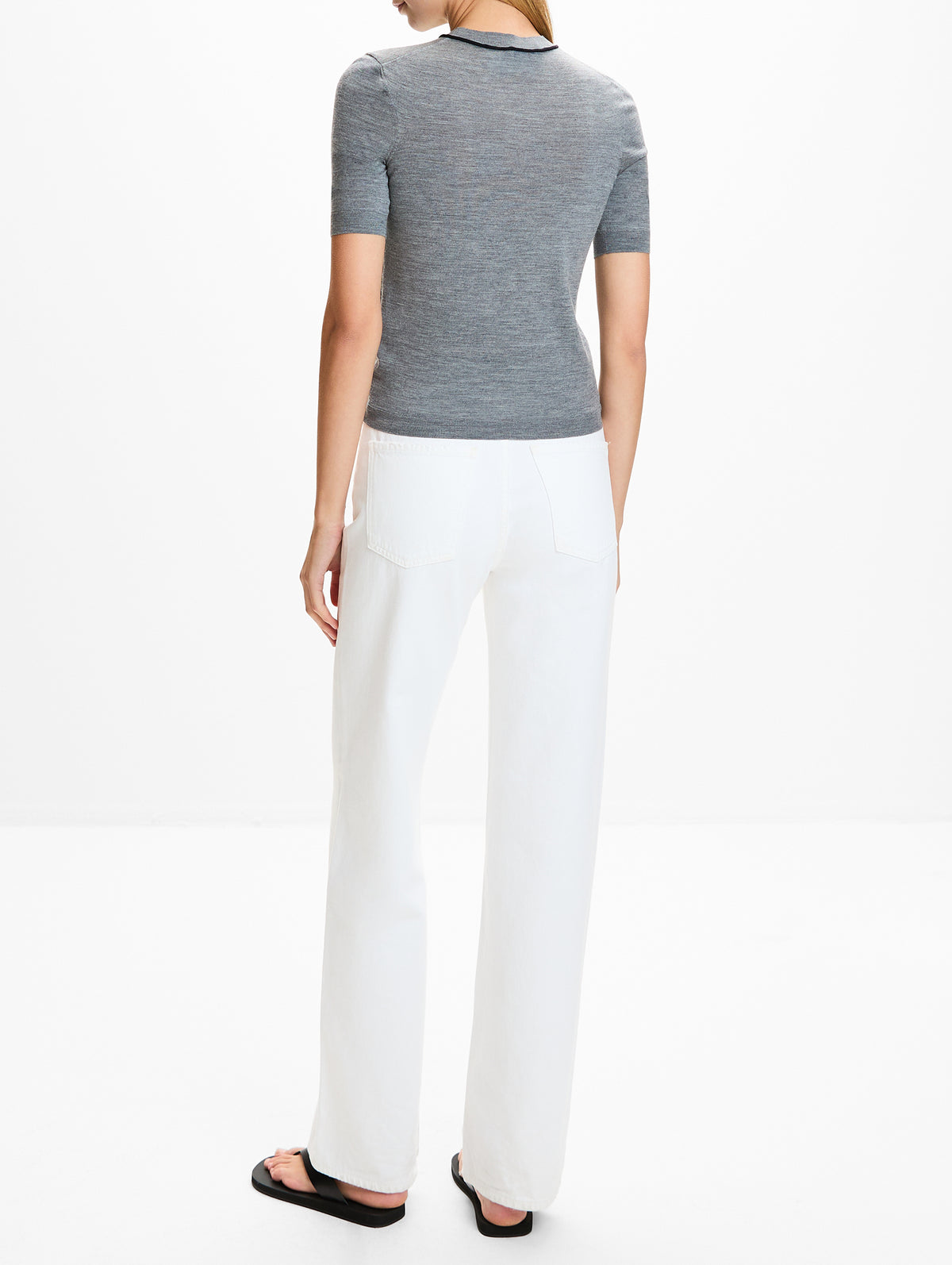 Short Sleeve Sweater,LOEWE,GREY NAVY,Image 3