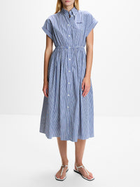 Midi Button Up Dress,MIU MIU,BIANCO COBALTO,Image 2
