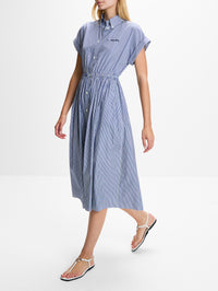 Midi Button Up Dress,MIU MIU,BIANCO COBALTO,Image 3