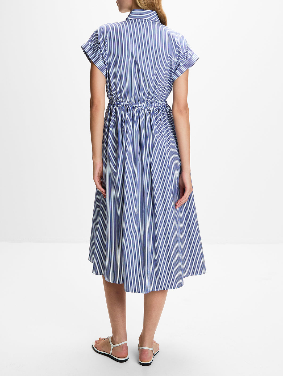 Midi Button Up Dress,MIU MIU,BIANCO COBALTO,Image 4