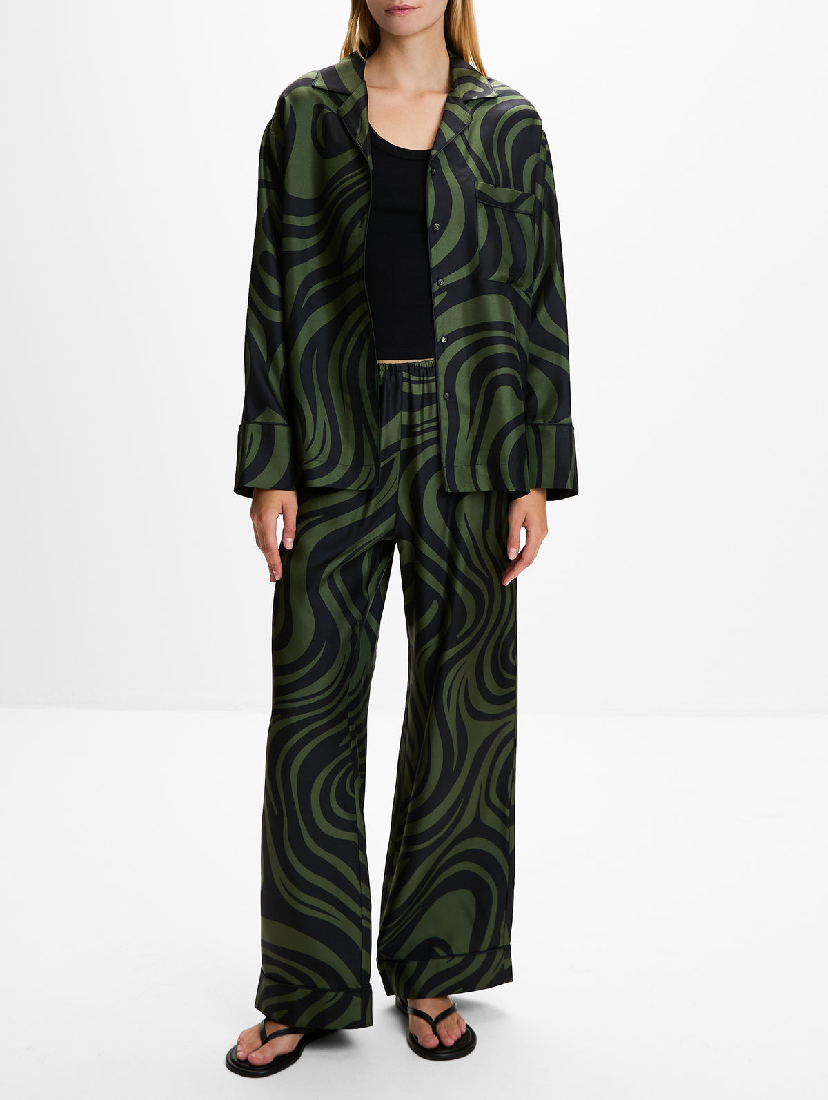 Tinsley Blouse,NANUSHKA,MIDNIGHT GREEN,Image 2