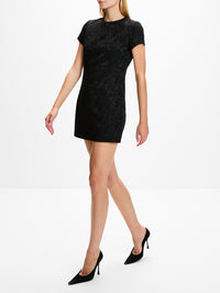 Short Jacquard Dress,SAINT LAURENT,NOIR,Image 3