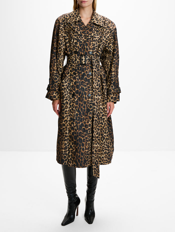 Leopard Double Breasted Coat,SAINT LAURENT,LEOPARD,Image 1